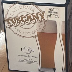 Lenox Tuscany wheat beer glasses set of four NIB